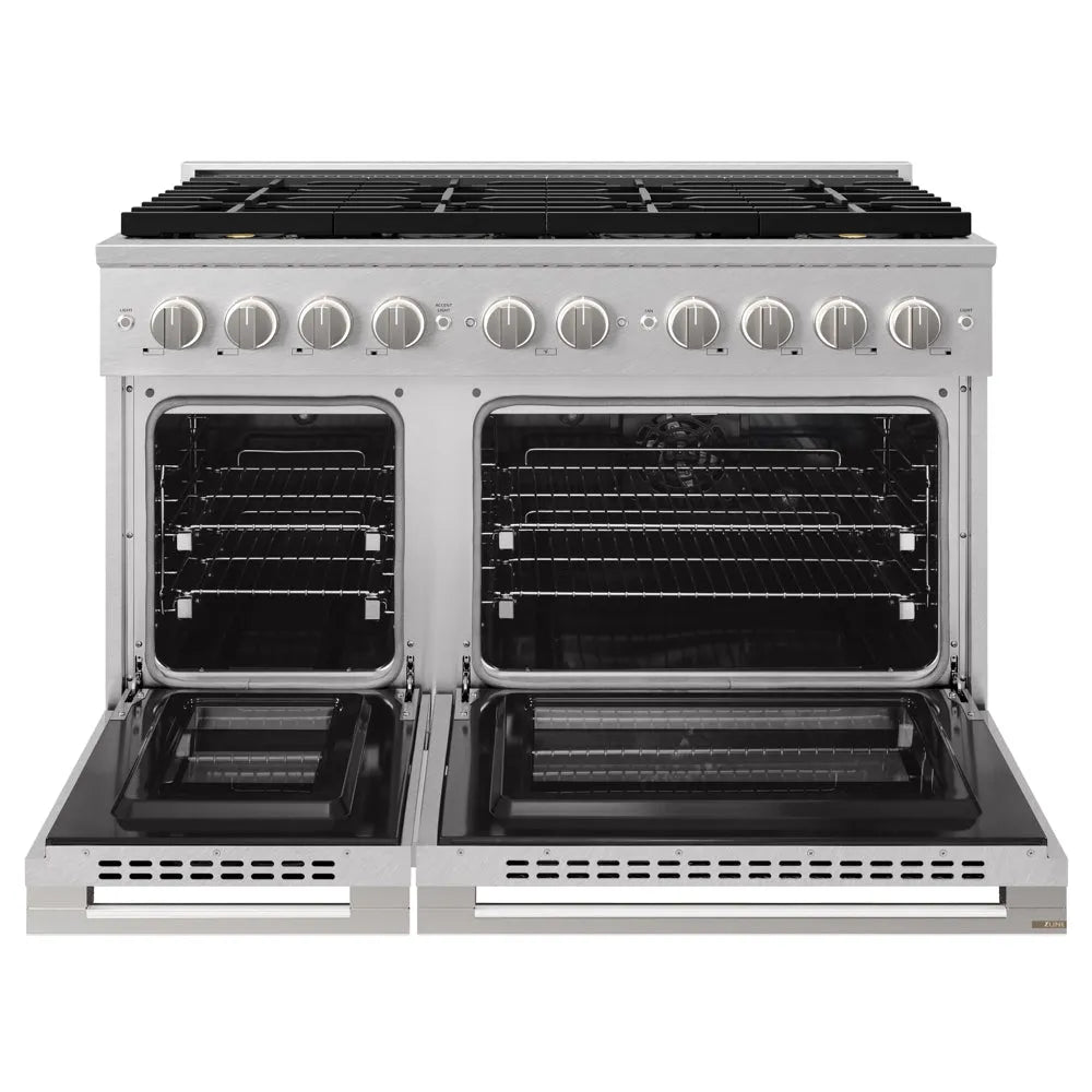 ZLINE Marino 48-inch range in satin stainless steel PMDRS-48, front view