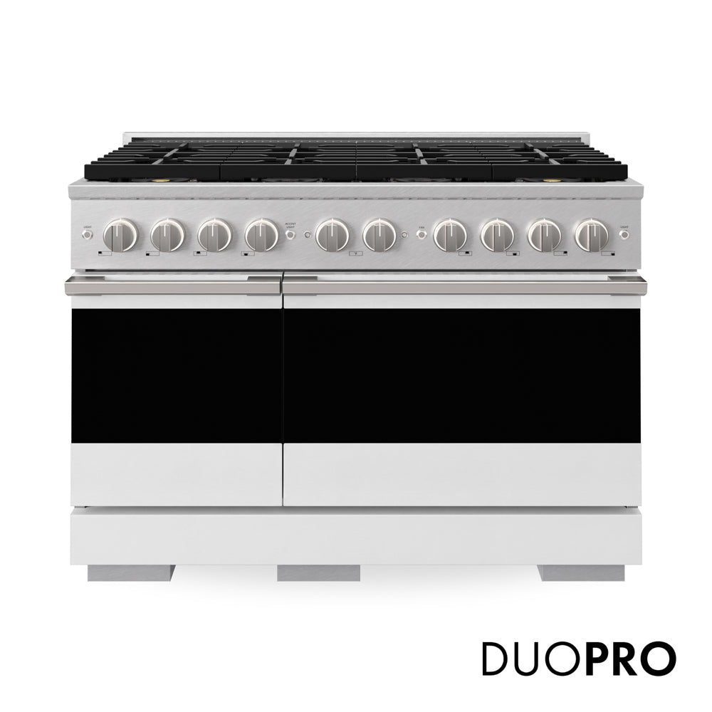 ZLINE Marino 48-inch range in satin stainless steel with white matte door PMDRS-WM-48