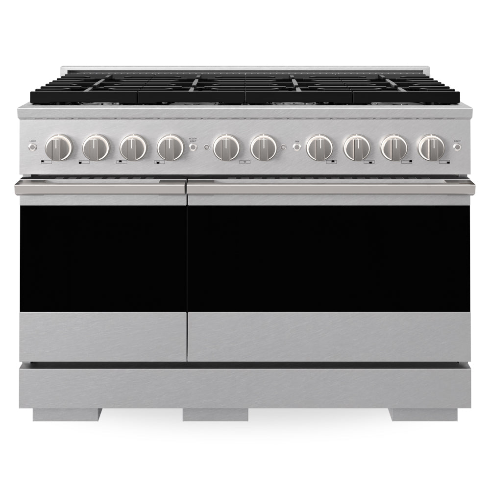 ZLINE Marino 48-inch range in satin stainless steel MGRS-BR-48, front view