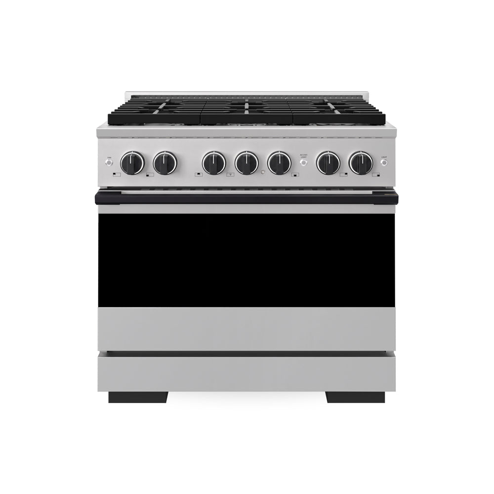ZLINE Autograph Edition Marino 36-inch range in stainless steel and matte black accents MDRZ-36-MB