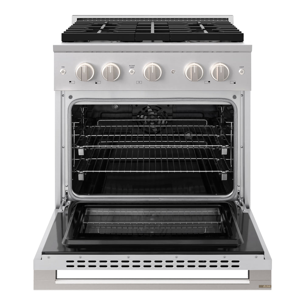 ZLINE Marino 30-inch range in stainless steel MDR-BR-30, front view