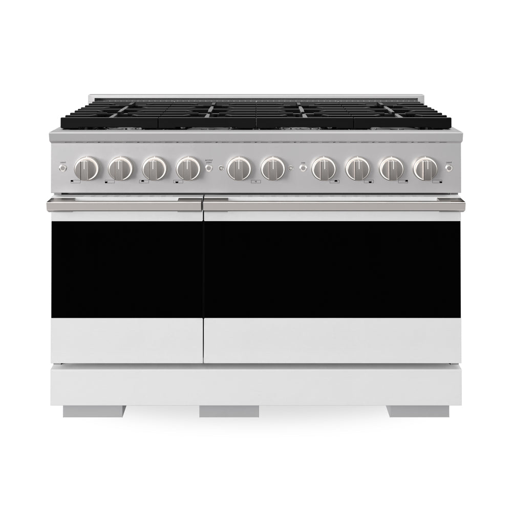 ZLINE Marino 48-inch range in stainless steel with white matte door MDR-WM-48