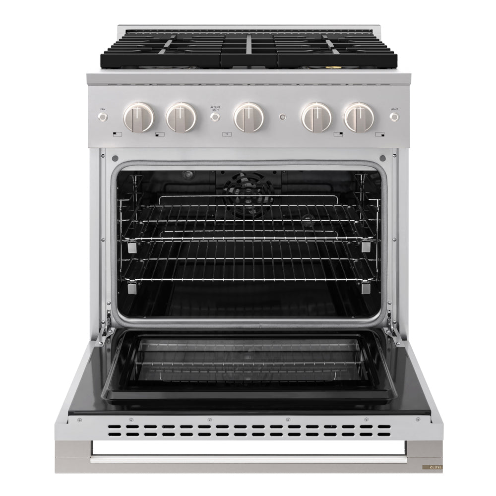 ZLINE Marino 30-inch range in stainless steel PMDR30, front view