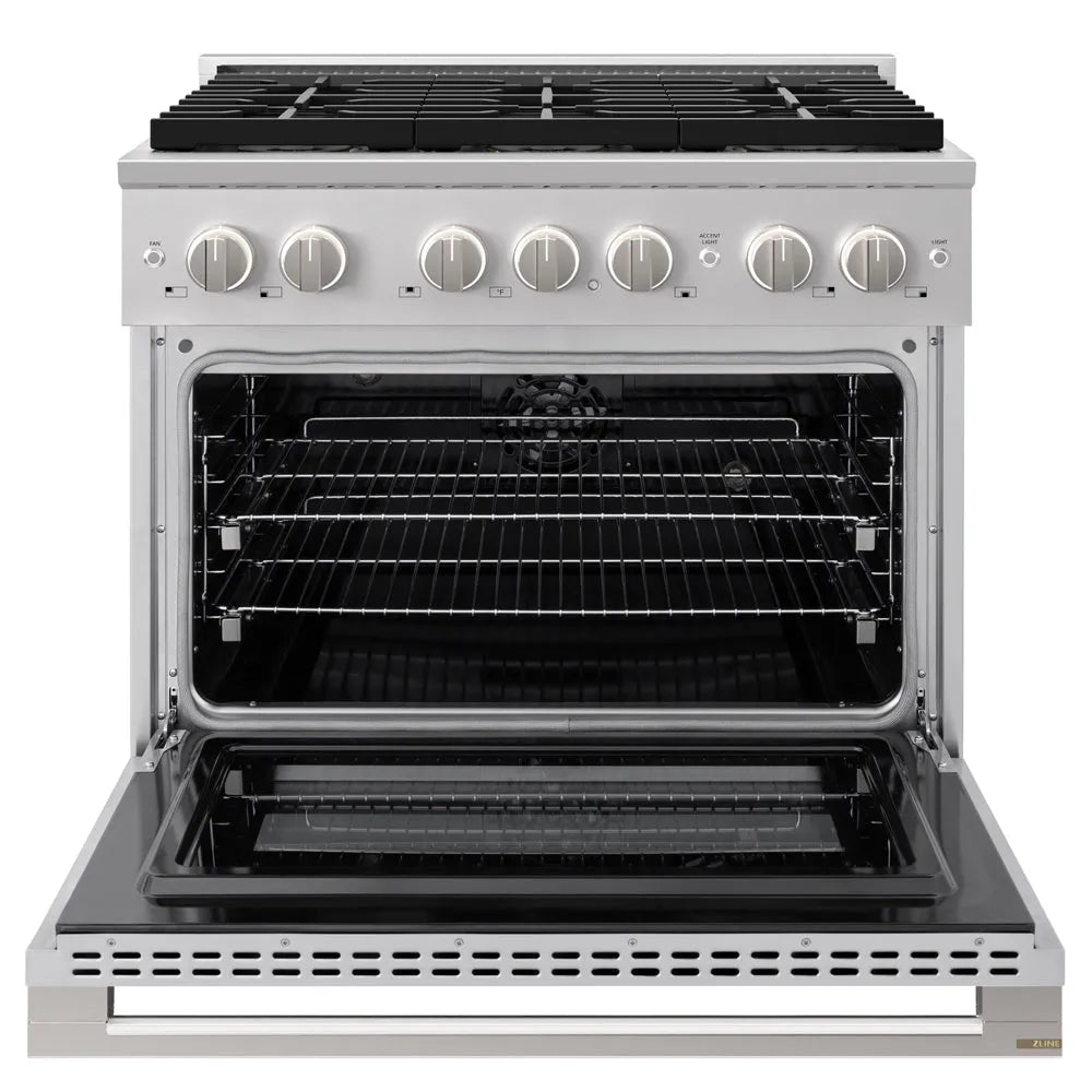 ZLINE Marino 36-inch range in stainless steel PMDR36, front view