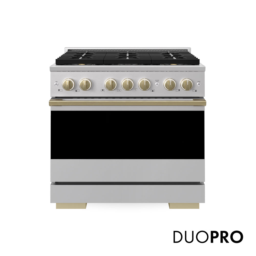 ZLINE Autograph Edition Marino 36-inch range in stainless steel and champagne bronze accents PMDRZ-36-CB