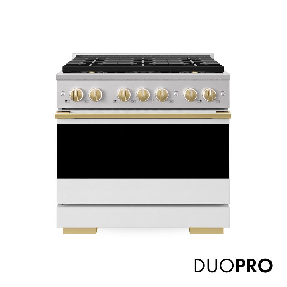 ZLINE Autograph Edition Marino 36-inch range in white matte PMDRZ-WM-36-G