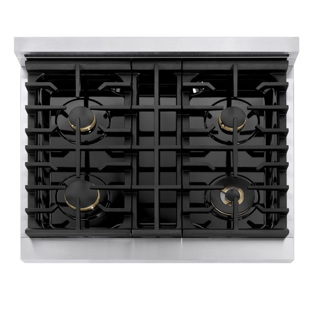 ZLINE Marino 30-inch range in stainless steel MGR-BR-30, from above