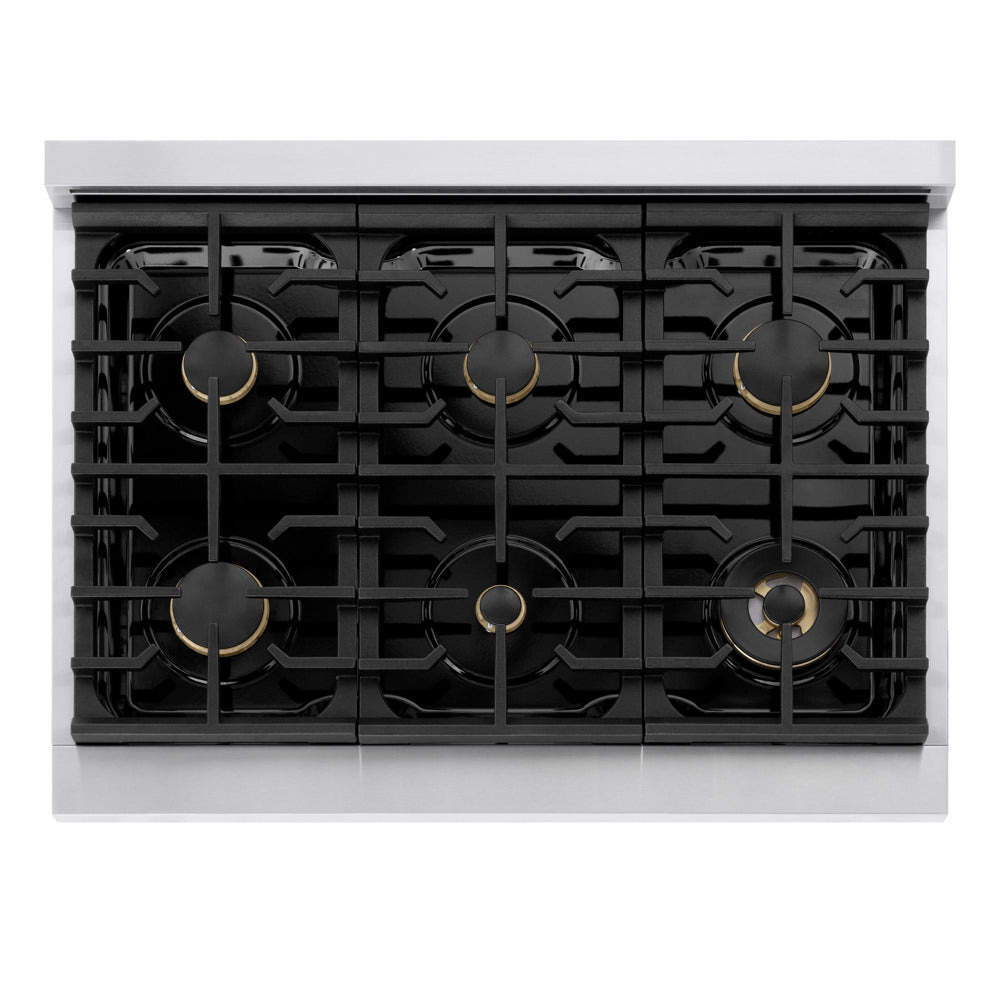 ZLINE Marino 36-inch range in stainless steel MGR-BR-36, from above