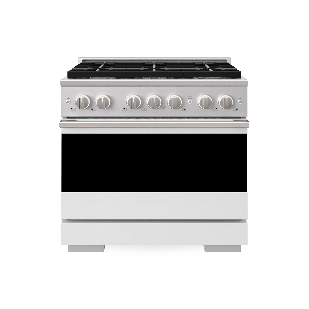ZLINE Marino 36-inch range in stainless steel with white matte door MGR-WM-36