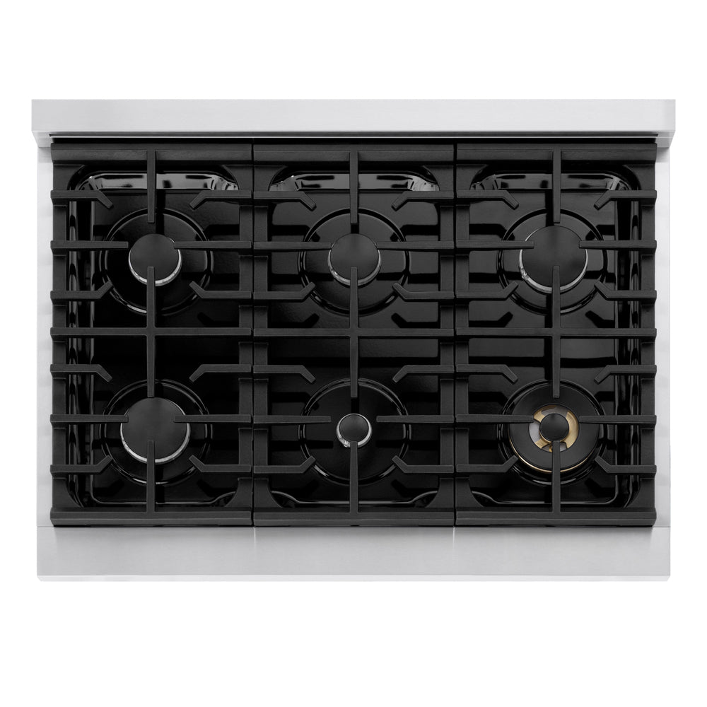 ZLINE Marino 36-inch range in stainless steel MGR36, from above