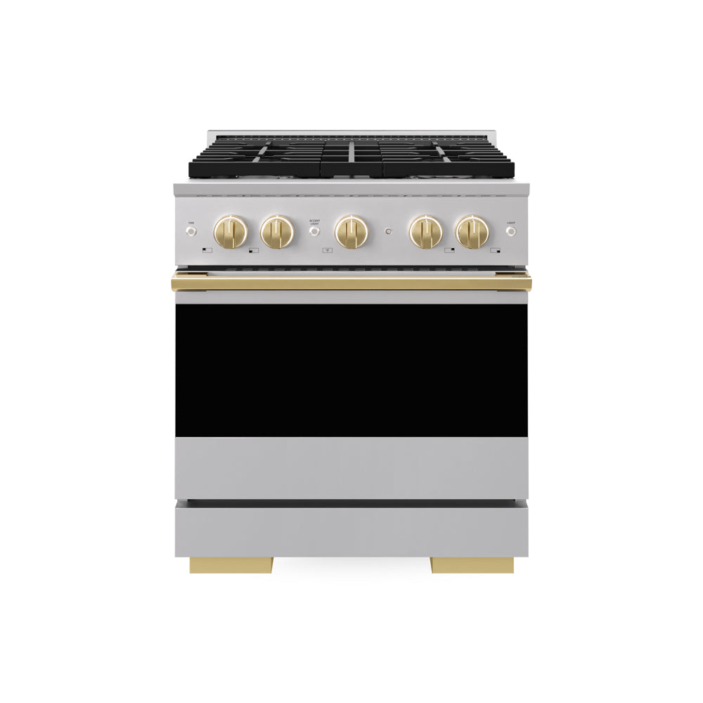 ZLINE Autograph Edition Marino 30-inch range in stainless steel and polished gold accents MGRZ-30-G