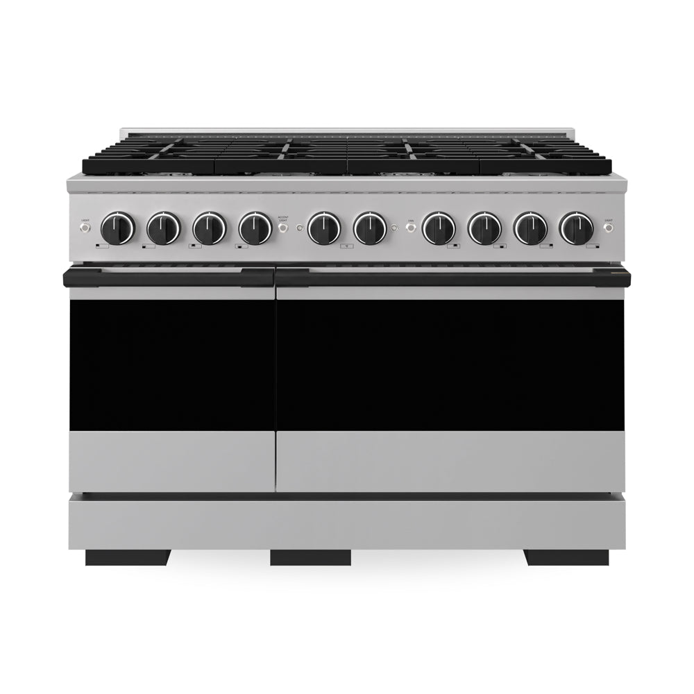 ZLINE Autograph Edition Marino 48-inch range in stainless steel and matte black accents MGRZ-48-MB