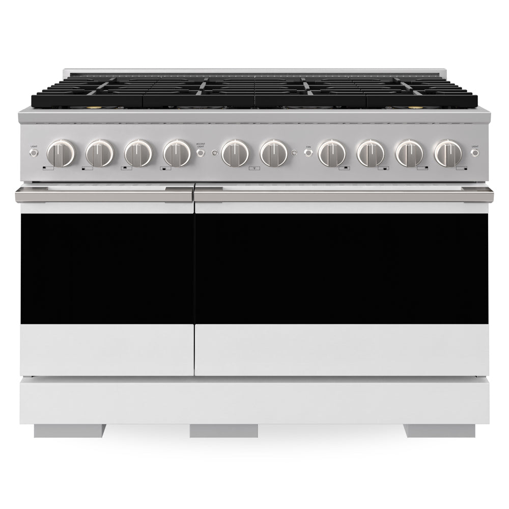 ZLINE Marino 48-inch range in white matte PMGR-WM-48, front view