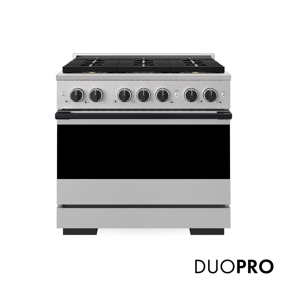 ZLINE Autograph Edition Marino 36-inch range in stainless steel and matte black accents PMGRZ-36-MB