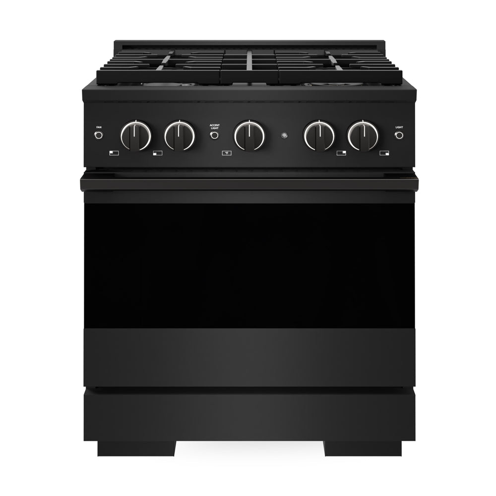 ZLINE Marino 30-inch range in black stainless steel MGRB-BR-30, front view