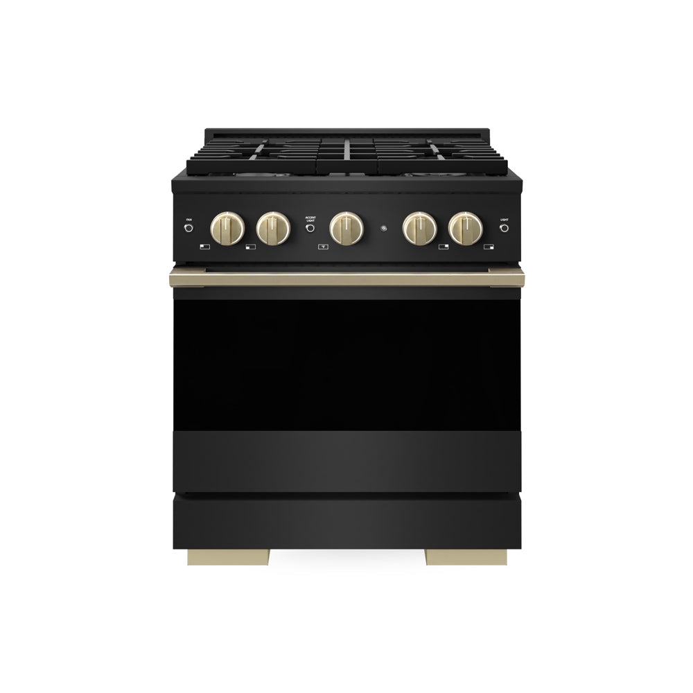 ZLINE Autograph Edition Marino 30-inch range in black stainless steel and champagne bronze accents MGRBZ-30-CB