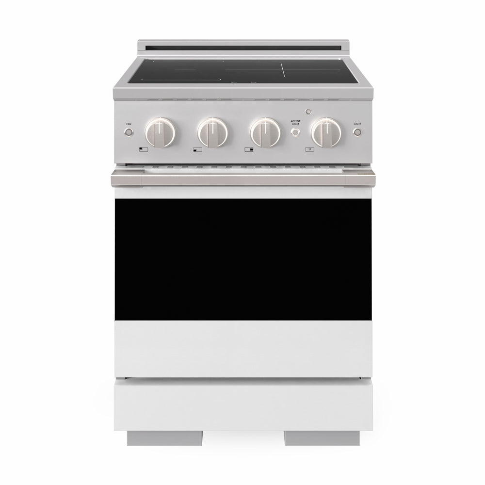 ZLINE Marino 24-inch range in stainless steel with white matte door MINR-WM-24, front view