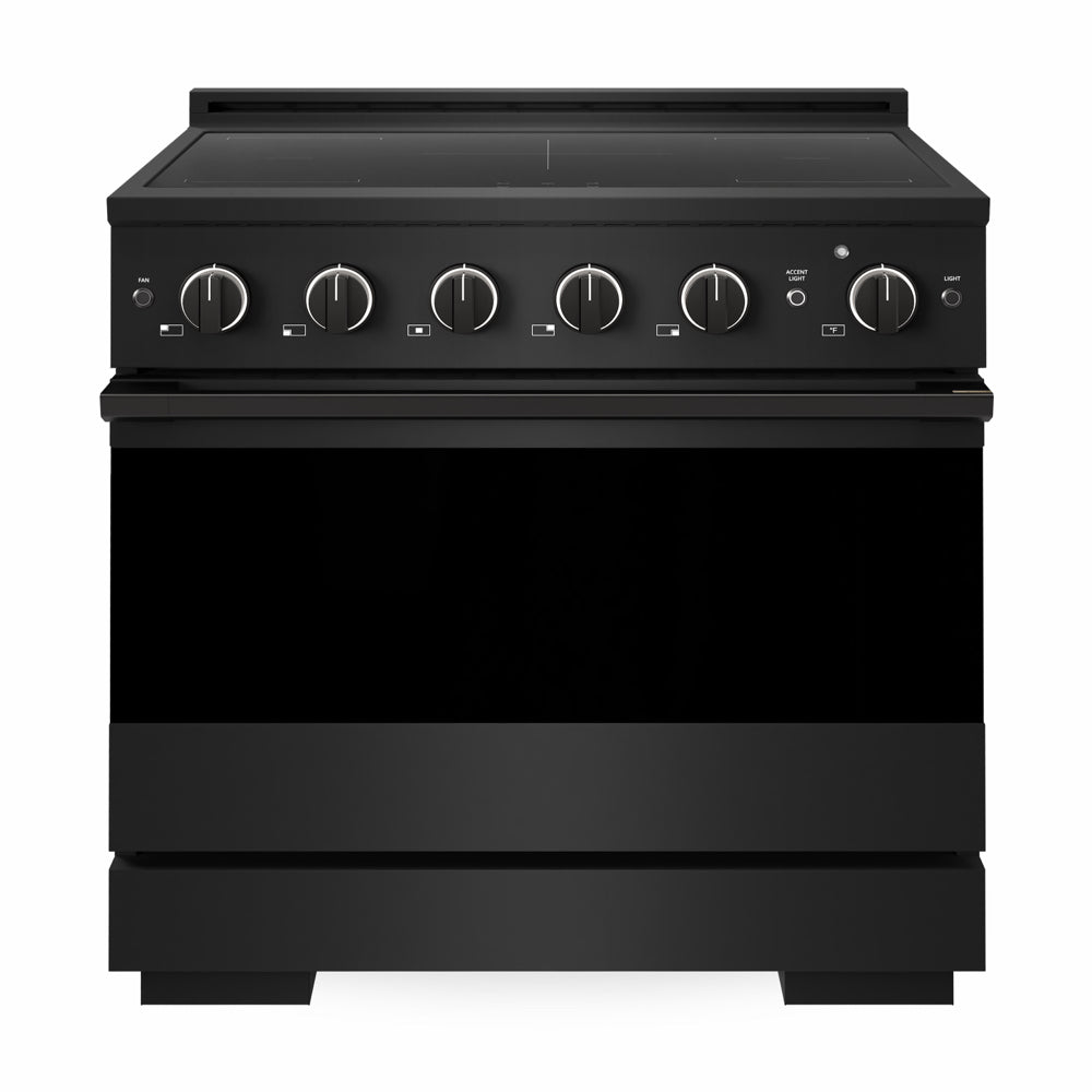 ZLINE Marino 36-inch range in black stainless steel MINRB-36, front view