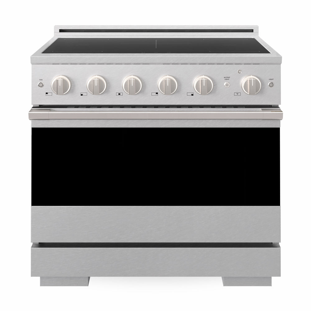 ZLINE Marino 36-inch range in satin stainless steel MINRS-36, front view