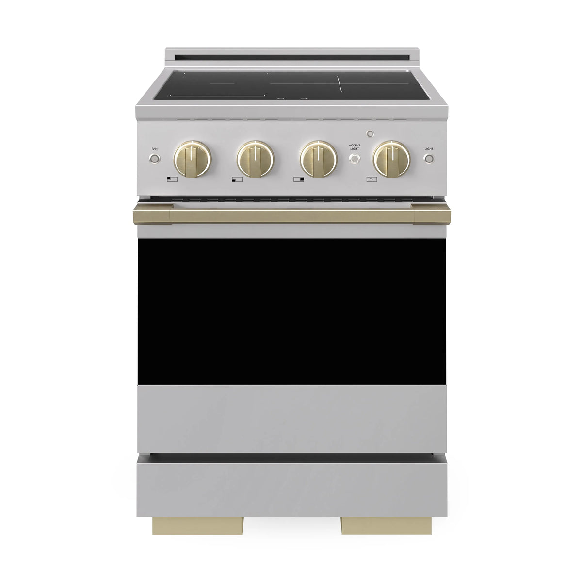 ZLINE Autograph Edition Marino 24-inch range in stainless steel and champagne bronze accents MINRZ-24-CB, front view