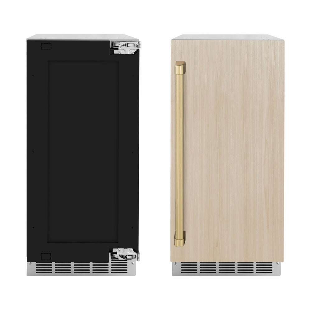 ZLINE Autograph Edition Touchstone 15-inch ice maker, panel ready and champagne bronze accents INGDPZ-15-CB, front view