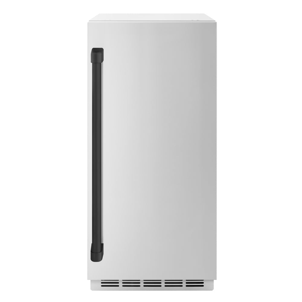 ZLINE Autograph Edition Touchstone 15-inch ice maker in stainless steel and matte black accents INGDZ-ST-15-MB