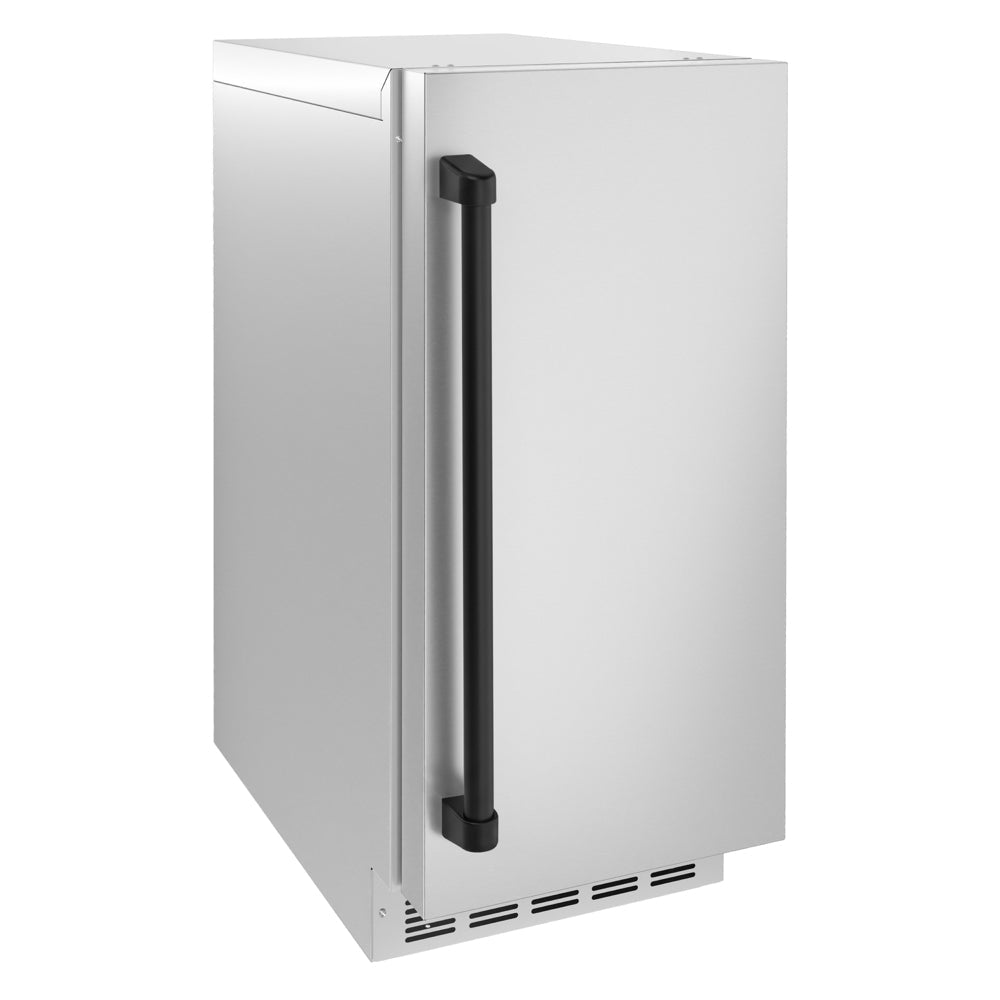 ZLINE Autograph Edition Touchstone 15-inch ice maker in stainless steel and matte black accents INGDZ-ST-15-MB, side view