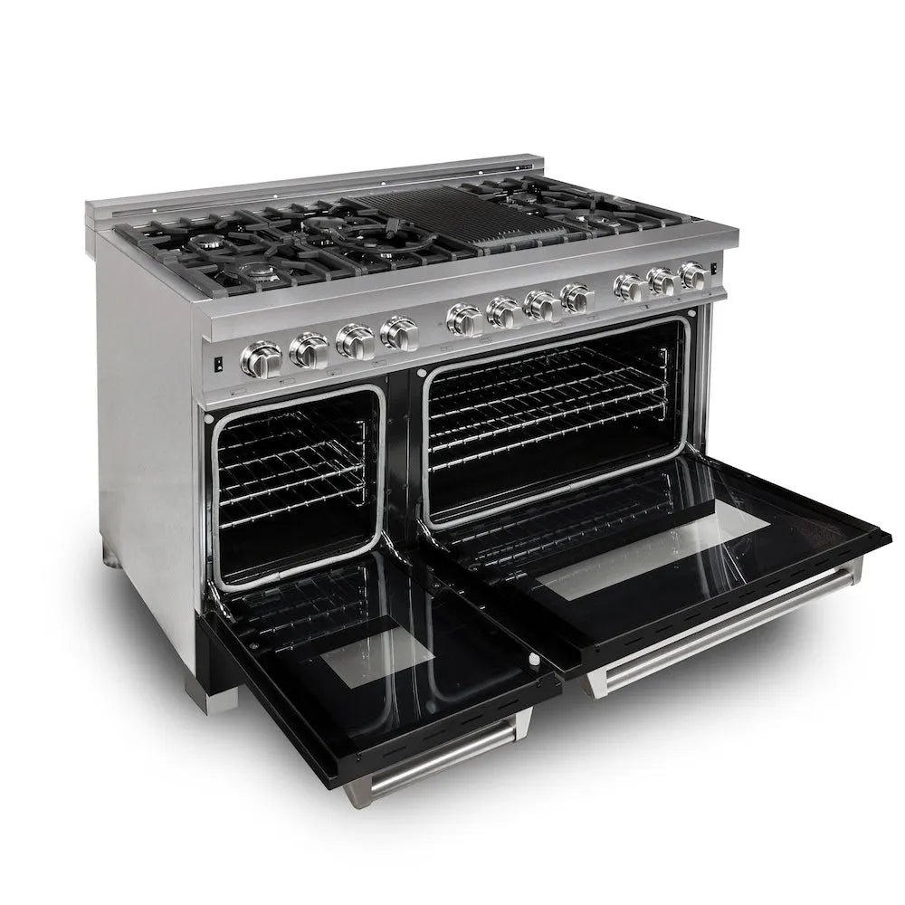 ZLINE Legacy 48-inch range in satin stainless steel with black matte door RAS-BLM-48, view 5