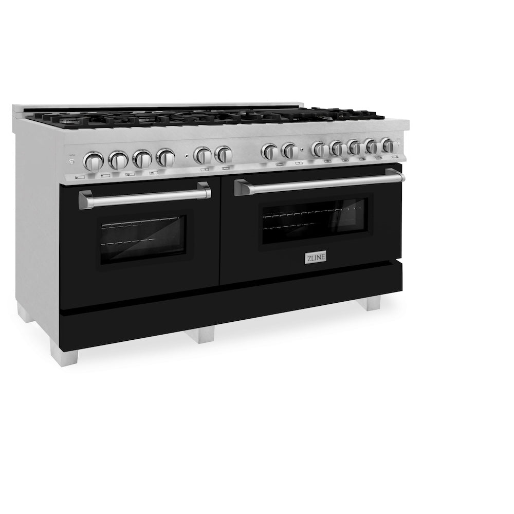 ZLINE Legacy 60-inch range in satin stainless steel with black matte door RAS-BLM-60, view 7