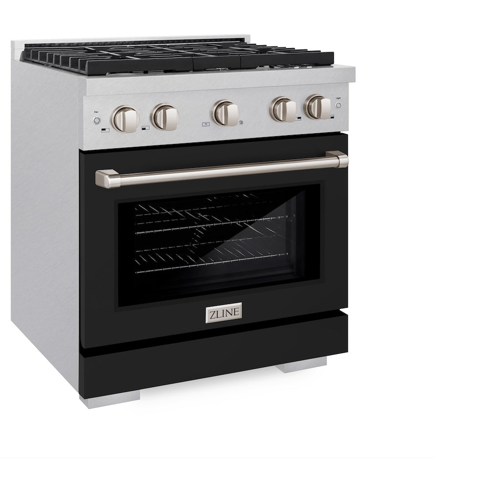 ZLINE Paramount 30-inch range in satin stainless steel with black matte door SGRS-BLM-30, view 5