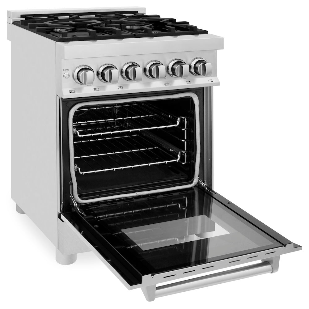 ZLINE Legacy 24-inch range in stainless steel with satin stainless steel door RA-SN-24, door open