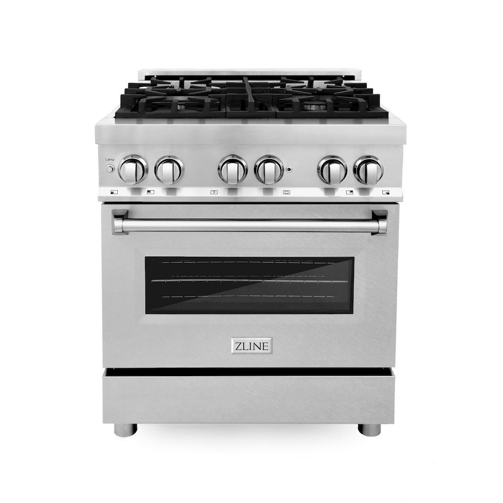 ZLINE Legacy 30-inch range in stainless steel with satin stainless steel door RA-SN-30, front view