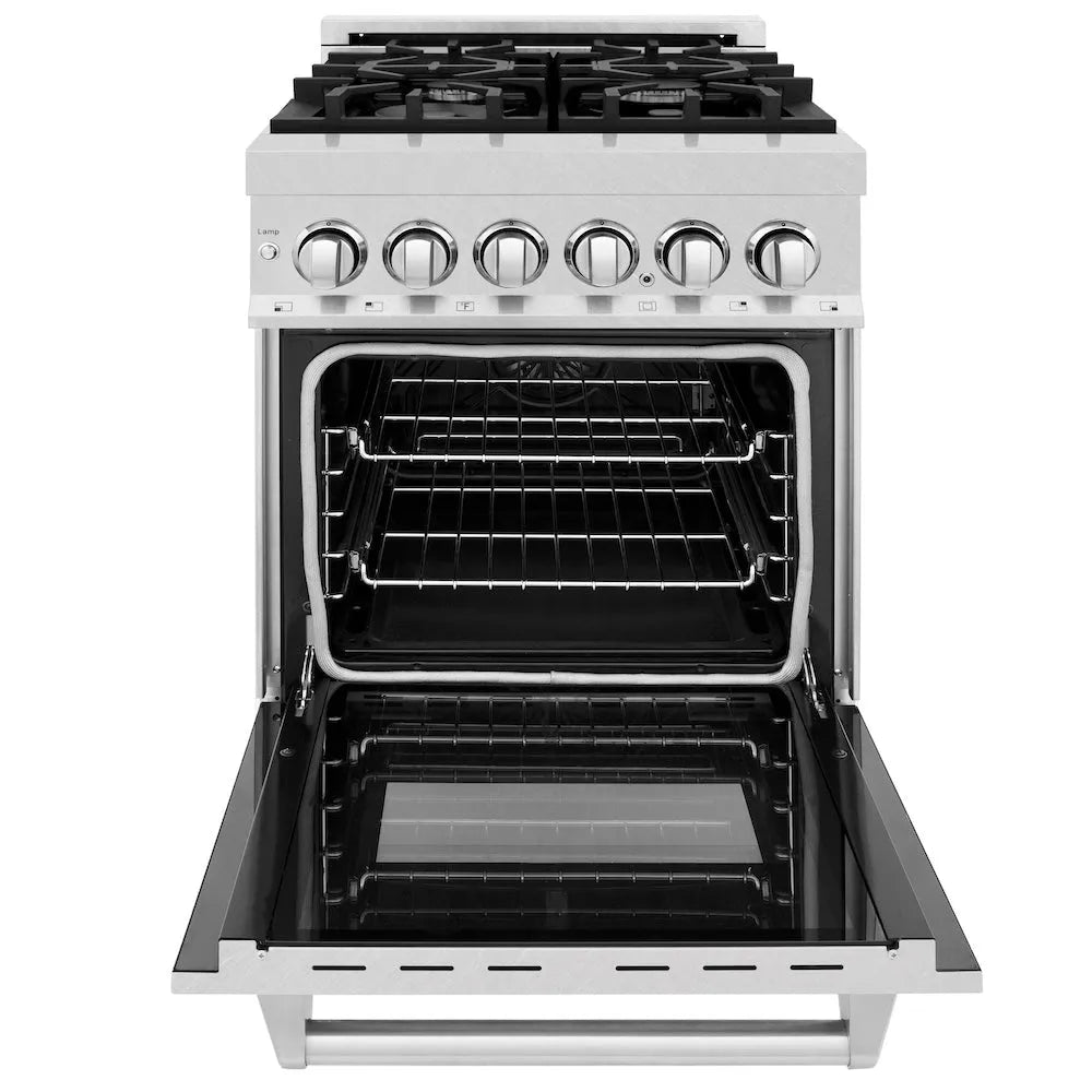 ZLINE Legacy 24-inch range in satin stainless steel RAS-SN-24, front view