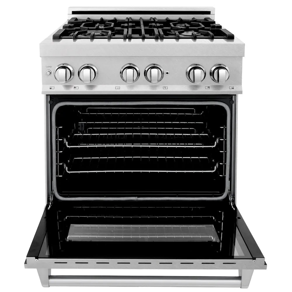 ZLINE Legacy 30-inch range in satin stainless steel RAS-SN-30, front view