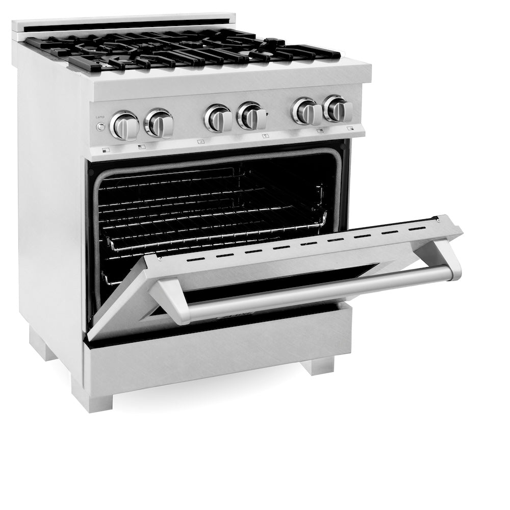 ZLINE Legacy 30-inch range in satin stainless steel RAS-SN-30, door open