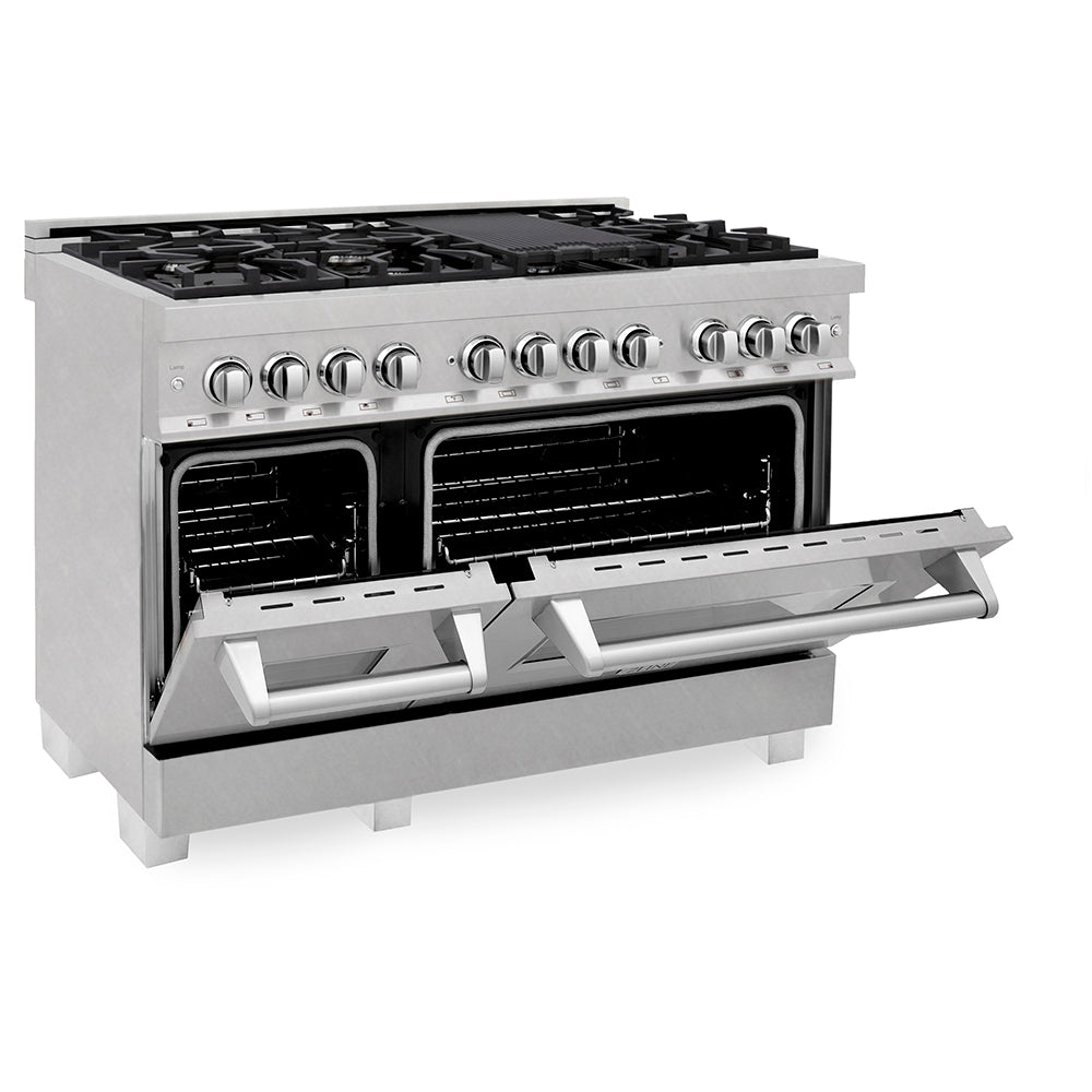 ZLINE Legacy 48-inch range in satin stainless steel RAS-SN-48, door open