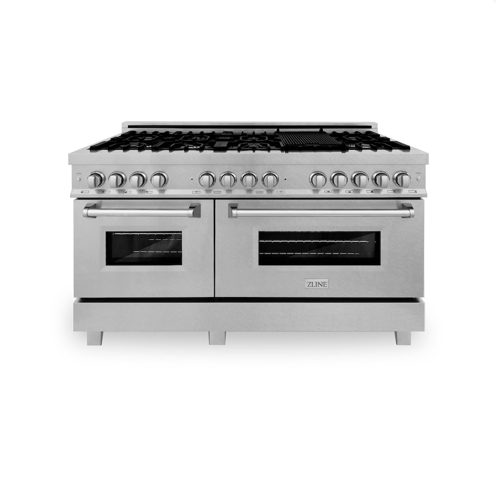 ZLINE Legacy 60-inch range in satin stainless steel RAS-SN-60, front view