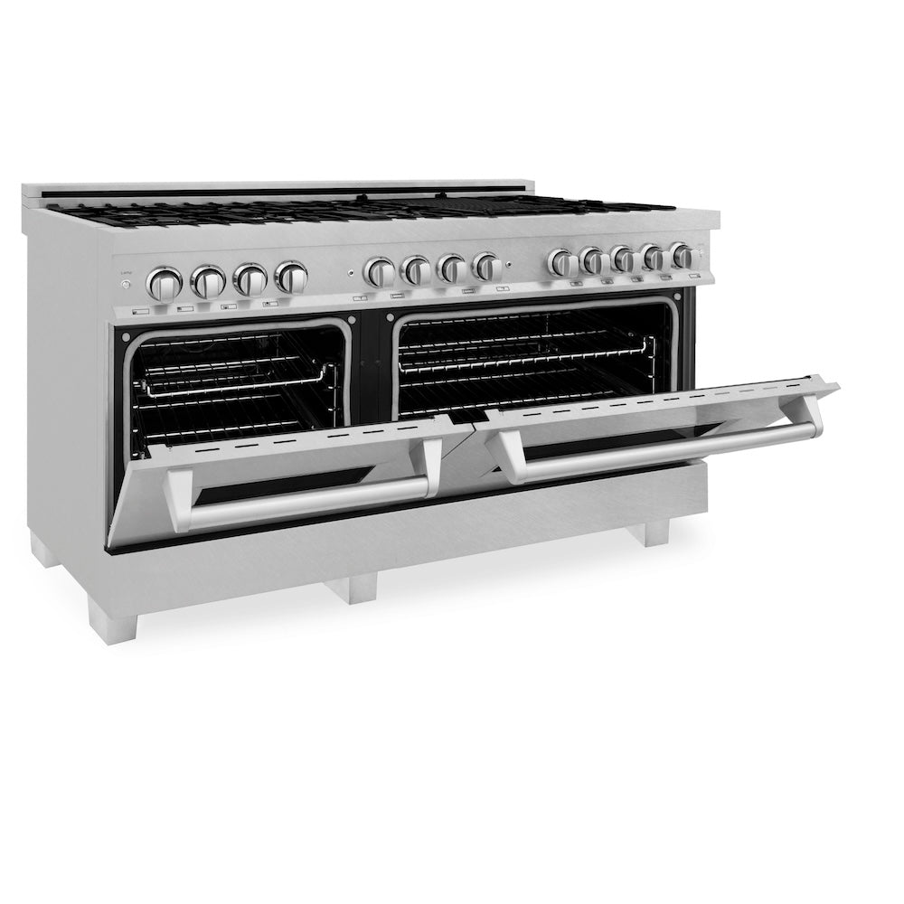 ZLINE Legacy 60-inch range in satin stainless steel RAS-SN-60, door open