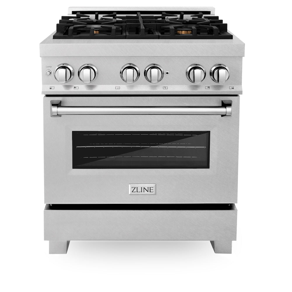 ZLINE Legacy 30-inch range in satin stainless steel RAS-SN-BR-30, front view