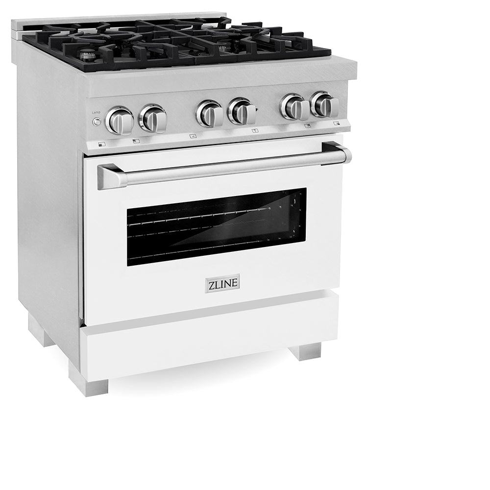 ZLINE Legacy 30-inch range in satin stainless steel with white matte door RAS-WM-30, view 7