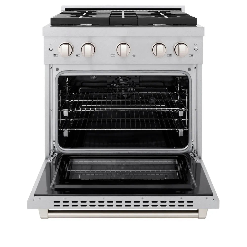 ZLINE Paramount 30-inch range in satin stainless steel SDRS-30, front view