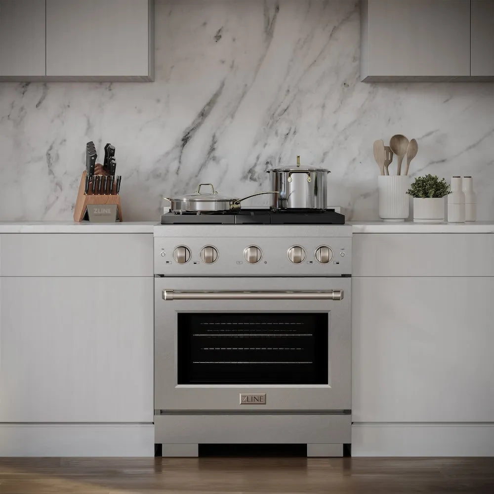 ZLINE Paramount 30-inch range in satin stainless steel SDRS-30, front view