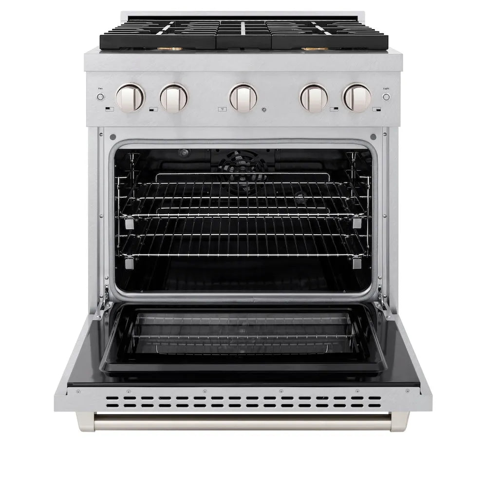 ZLINE Paramount 30-inch range in satin stainless steel SDRS-BR-30, front view
