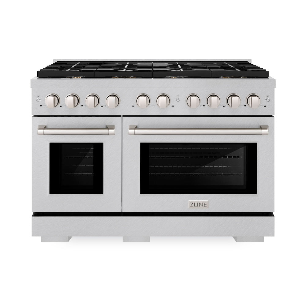 ZLINE Paramount 48-inch range in satin stainless steel SDRS-BR-48, front view