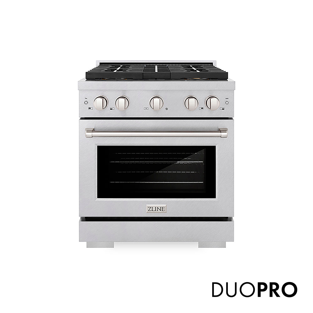 ZLINE Paramount 30-inch range in satin stainless steel PSDRS-30