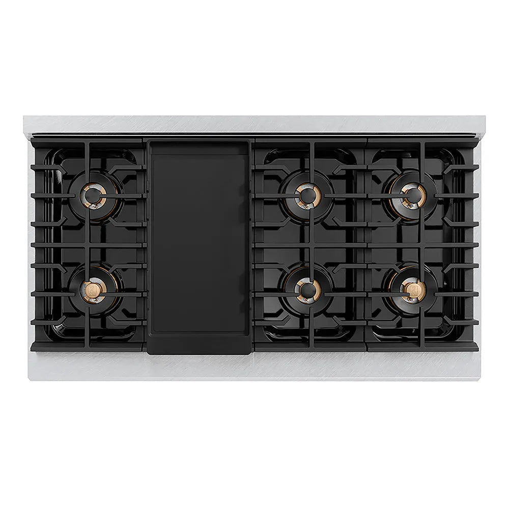 ZLINE Paramount 48-inch range in satin stainless steel with white matte door PSDRS-WM-48, from above