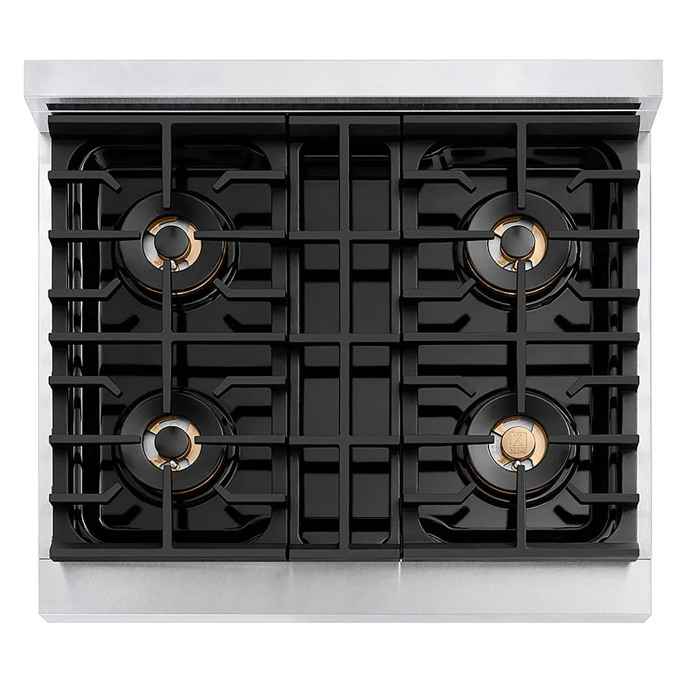 ZLINE Autograph Edition Paramount 30-inch range in satin stainless steel with white matte door and matte black accents PSDRSZ-WM-30-MB, front view