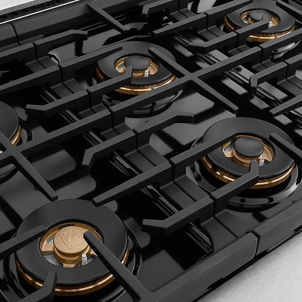 ZLINE Paramount 48-inch range in satin stainless steel with black matte door PSDRS-BLM-48, from above