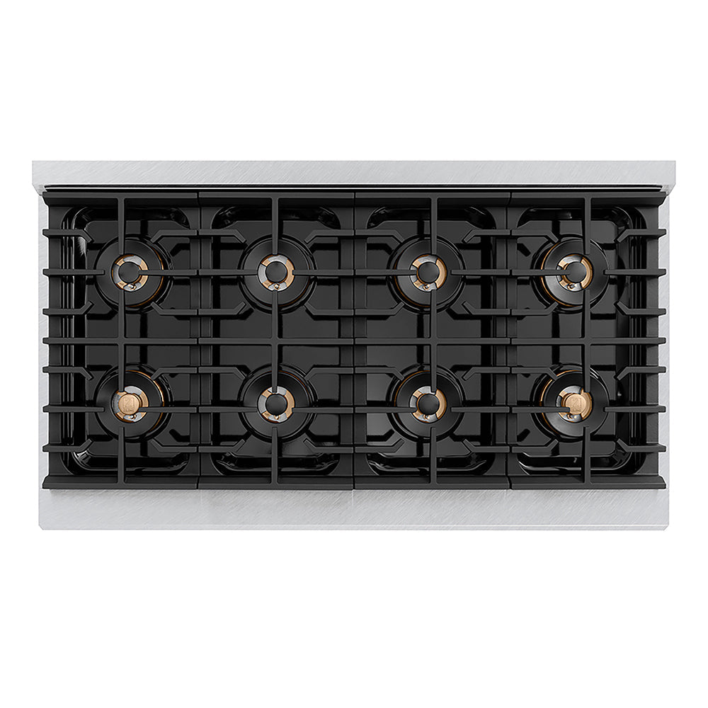ZLINE Paramount 48-inch range in satin stainless steel with black matte door PSDRS-BLM-48, from above