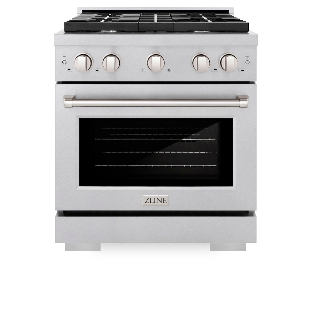 ZLINE Paramount 30-inch range in satin stainless steel SGRS-30, front view